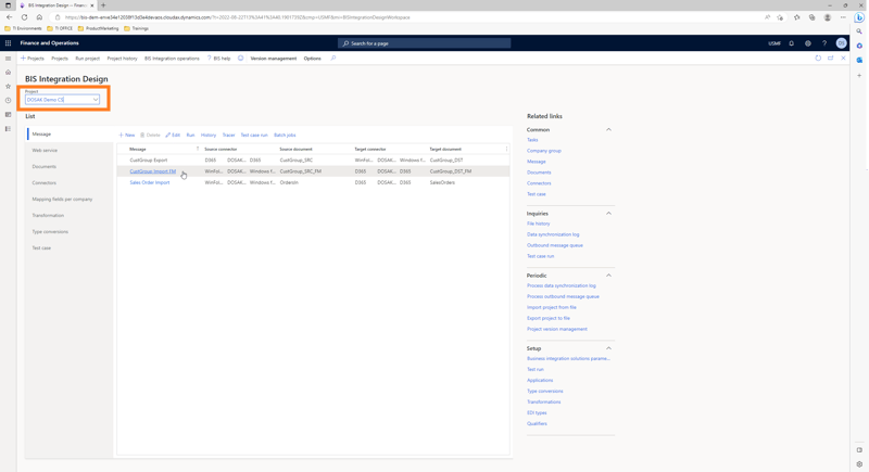 Adding a message to a project in Data Migration Solution for D365