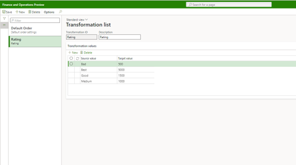 Data Quality Studio - Transformation list