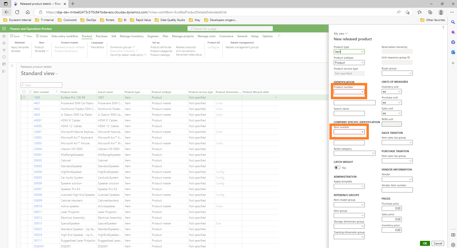 Duplicate checks - product number and item number