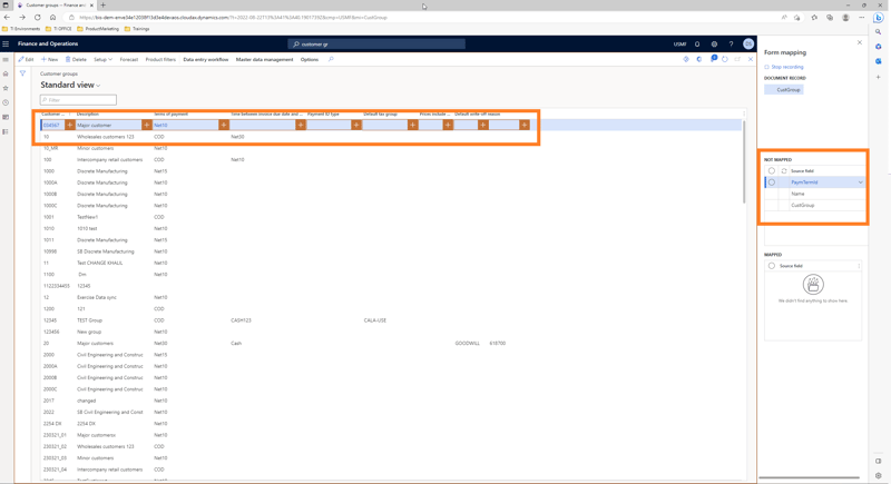 Form mapping for data imports in D365 F&SCM