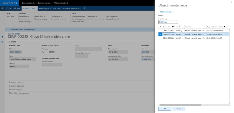 Delayed Maintenance with DynaRent For Microsoft Dynamics