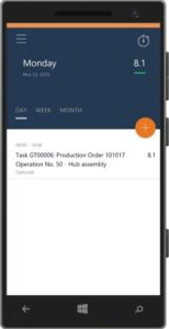 The home page in the Time Registration app