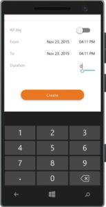 Using the Time Registration app to record the duration of a task