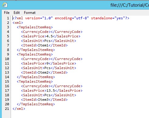 XML results on Connectivity Studio for Dynamics AX