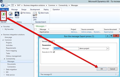 How to run Connectivity Studio message and see its history