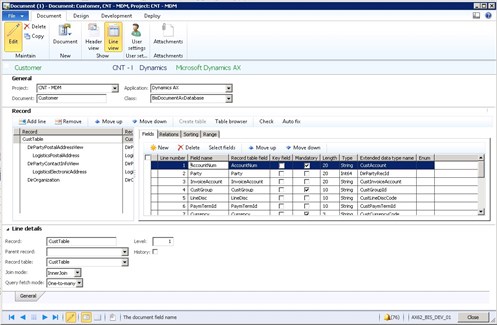How to configure query for Dynamics AX data to be exported