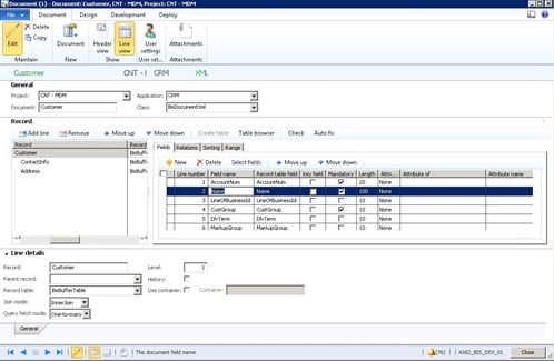 How to configure document definition for XML file