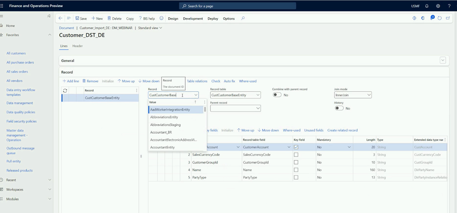 Mapping the customer entity