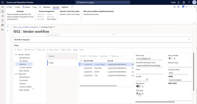 Vendor- workflow-making fields mandatory or non editable using Data Entry Workflow