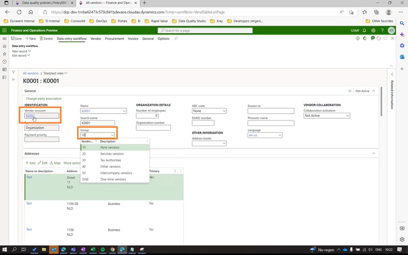 Number sequence rule for data quality for D365