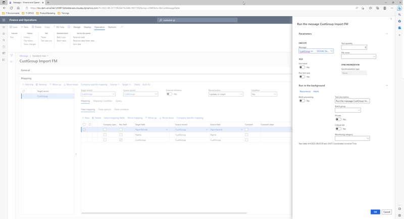 Run the file during a data import in D365 F&SCM