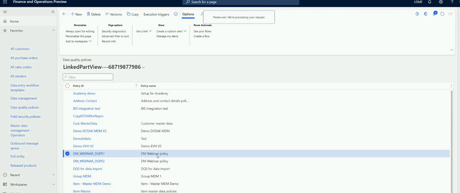 data quality policy list