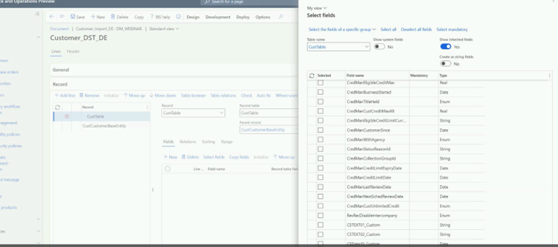 matching and selecting the data entity