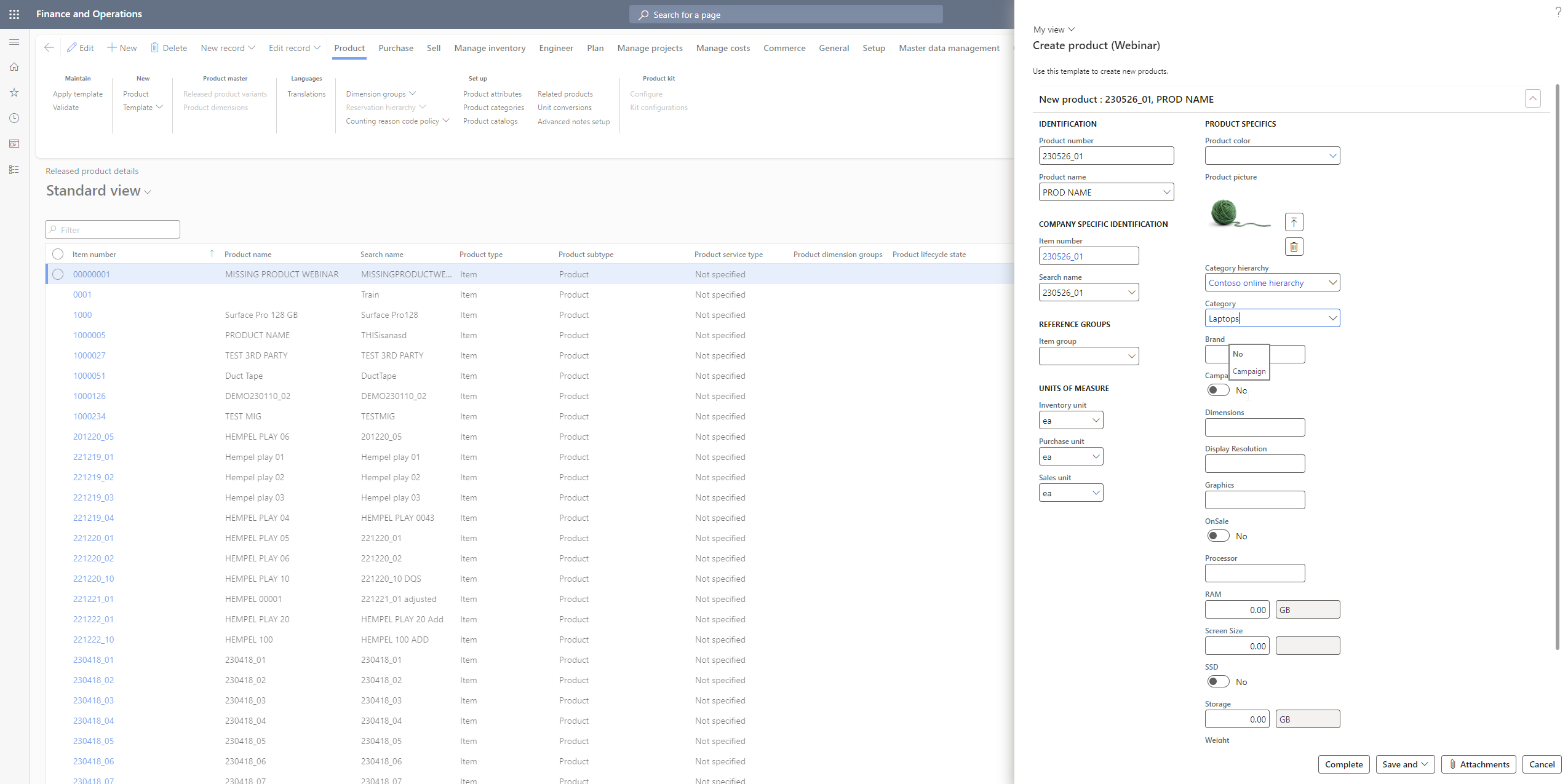 product attributes